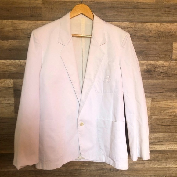 Vintage White Cotton Blend Loose Fit  Blazer Large - Picture 1 of 9